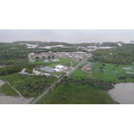 Cleveland Bay Purification Plant, aerial photograph during floods, 2019. 
