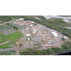 Cleveland Bay Purification Plant, aerial photograph during floods, 2019. 