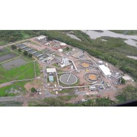 Cleveland Bay Purification Plant, aerial photograph during floods, 2019. 