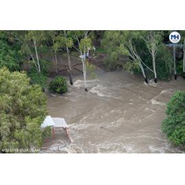 Ross River, Riverbend Lookout Douglas, aerial photograph during floods, 2019. 