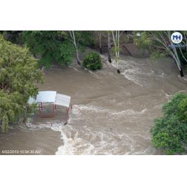 Ross River, Riverbend Lookout Douglas, aerial photograph during floods, 2019. 