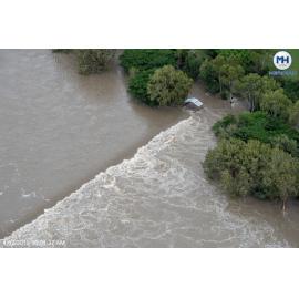 Ross River, Riverbend Lookout Douglas, aerial photograph during floods, 2019. 