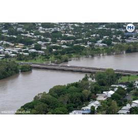 Charles N Barton Bridge, Annandale, Aitkenvale, aerial photograph during floods, 2019. 