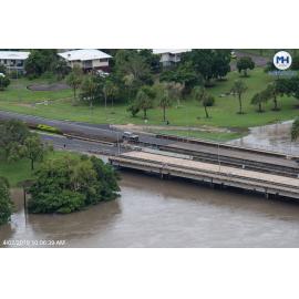 Charles N Barton Bridge, Aitkenvale, aerial photograph during floods, 2019. 