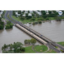 Charles N Barton Bridge, Aitkenvale, Annandale, Douglas, aerial photograph during floods, 2019. 