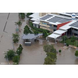 Townsville Stadium, aerial photograph during floods, 2019