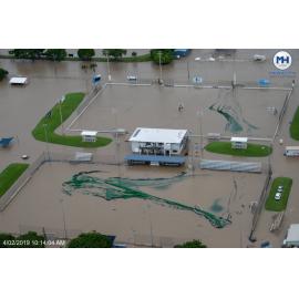 Townsville Hockey Association, aerial photograph during floods, 2019. 