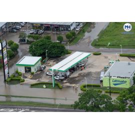 The Precinct, Idalia, aerial photograph during floods, 2019. 