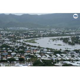 Flooded Ross River overlooking Annandale and Lavarack Barracks, 2019. 