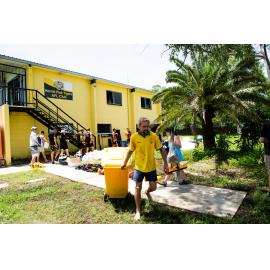 Hermit Park AFL Club volunteers clearing out clubhouse contents, Annandale, 2019