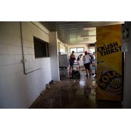 Hermit Park AFL Club volunteers cleaning out kitchen, Hermit Park, 2019