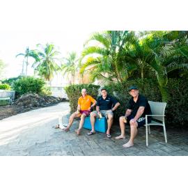 Home owners take a break during clean up, Rosslea, 2019.