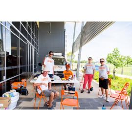 Orange Sky Australia workers/volunteers set up at Townsville Stadium, Murray, 2019.