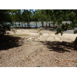 River silt and debris washed up in Black Weir Park, 2019. 
