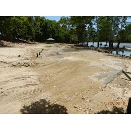 River silt and debris washed up in Black Weir Park, 2019. 