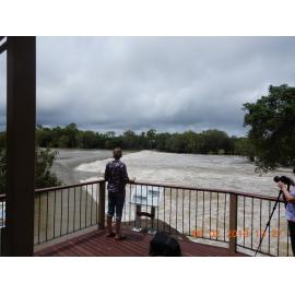 Ross River in flood from the Gleesons Weir Lookout, 2019.