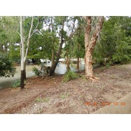 Gleesons Weir dog park under flood waters, 2019.