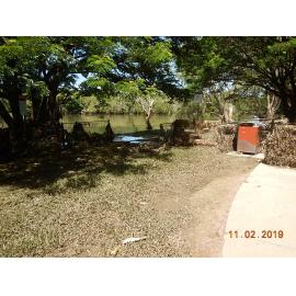 Flood damage and debris at the Gleesons Weir dog park, 2019.  