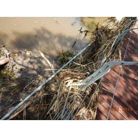 Submerged and debris covered Riverway boardwalk, 2019. 