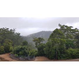 Rain falling over Paluma dam during the floods, 2019. 