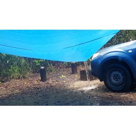 Water pours off campsite tarp during  flood event, Paluma, 2019.