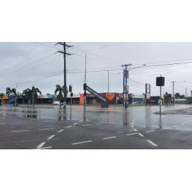 Flooded intersection at Kings Road and Woolcock Street, 2019.