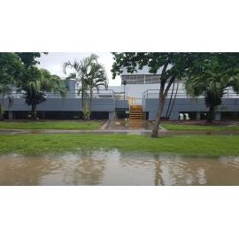 Flood waters fill the underground carpark of Castletown Shopping Village, 2019.