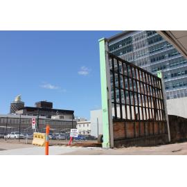 Remains of the billboard on the site of the former Wintergarden Theatre, Sturt Street, Townsville, 5 September 2013