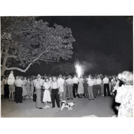 New Years Eve fireworks display, ANZAC Park, Commonwealth Jubilee, Townsville, 31 December 1951