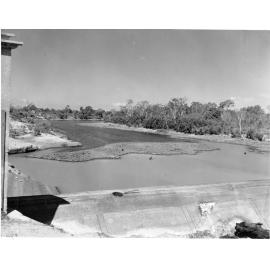 Gleeson's weir, looking upstream from the Black weir wall, Townsville, 19 November 1952