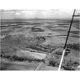 Canefields on the Burdekin Delta, 1957 or 1958, aerial view