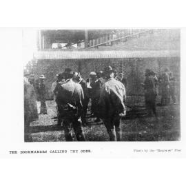 Bookmakers calling the odds, Cluden Racecourse, Townsville, 1898. 