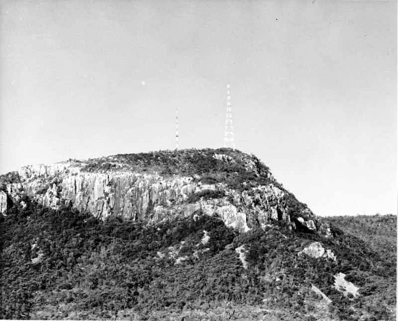 Television transmission towers on Mount Stuart, Townsville. 

Note: The towers were for channel 3 (ABC) and channel 7 (TNQ - Telecasters North Queensland)

Photographer Unknown 